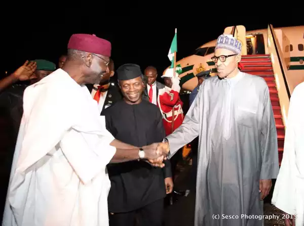 Photos: President Buhari Back To Nigeria After A 4-Day Working Trip To India